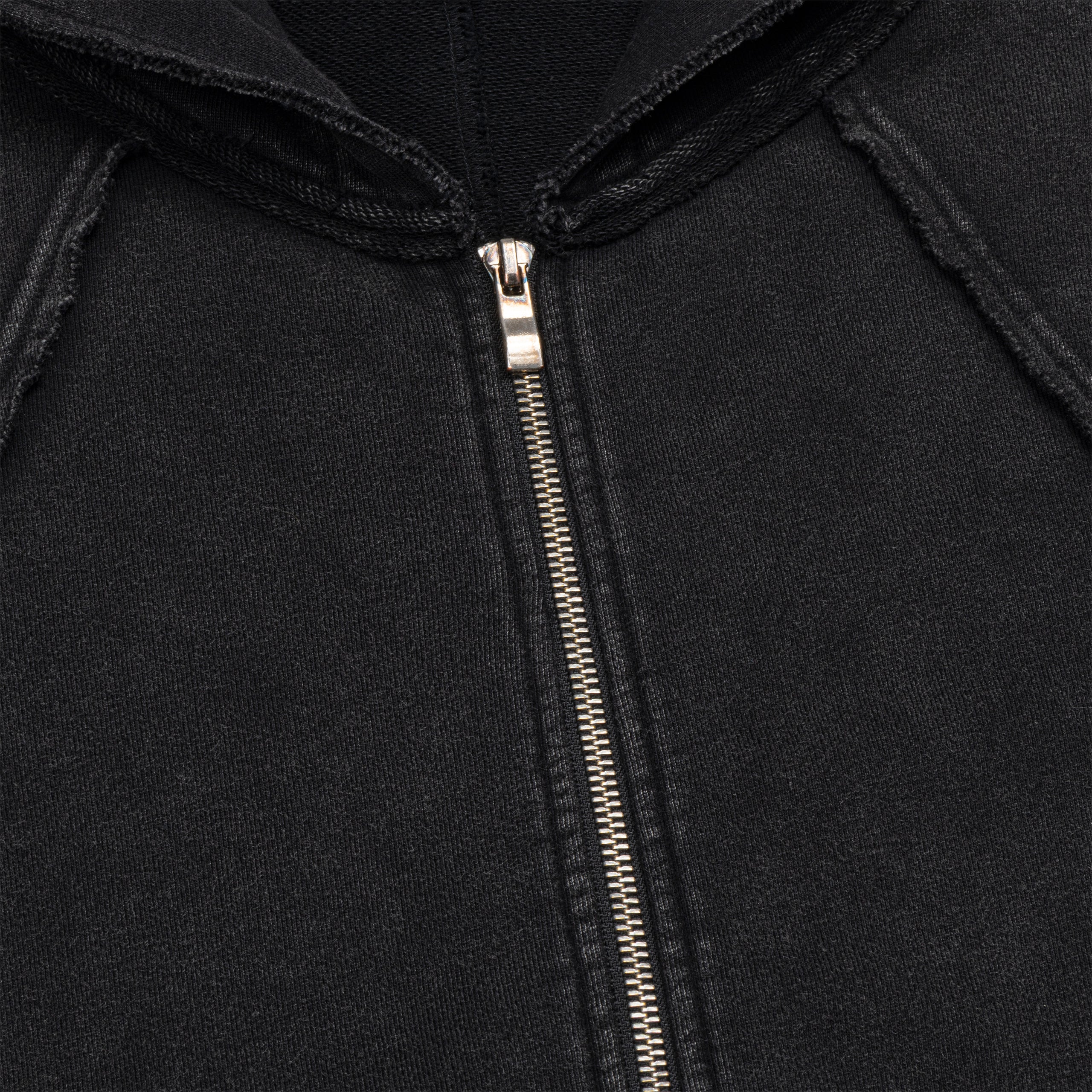 Graphite Washed Raw & Frayed Zip Hoodie - Image 3