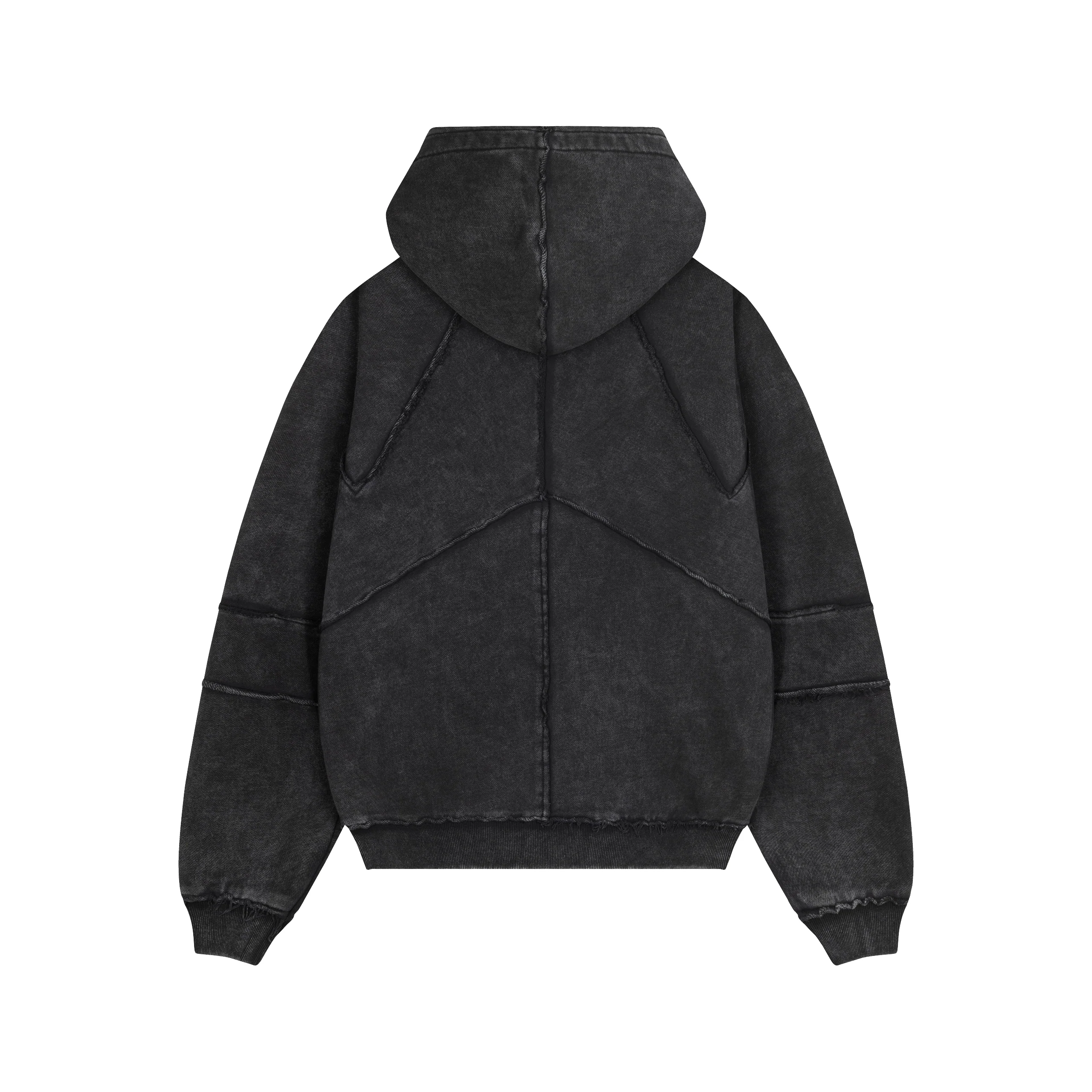 Graphite Washed Raw & Frayed Zip Hoodie - Image 6