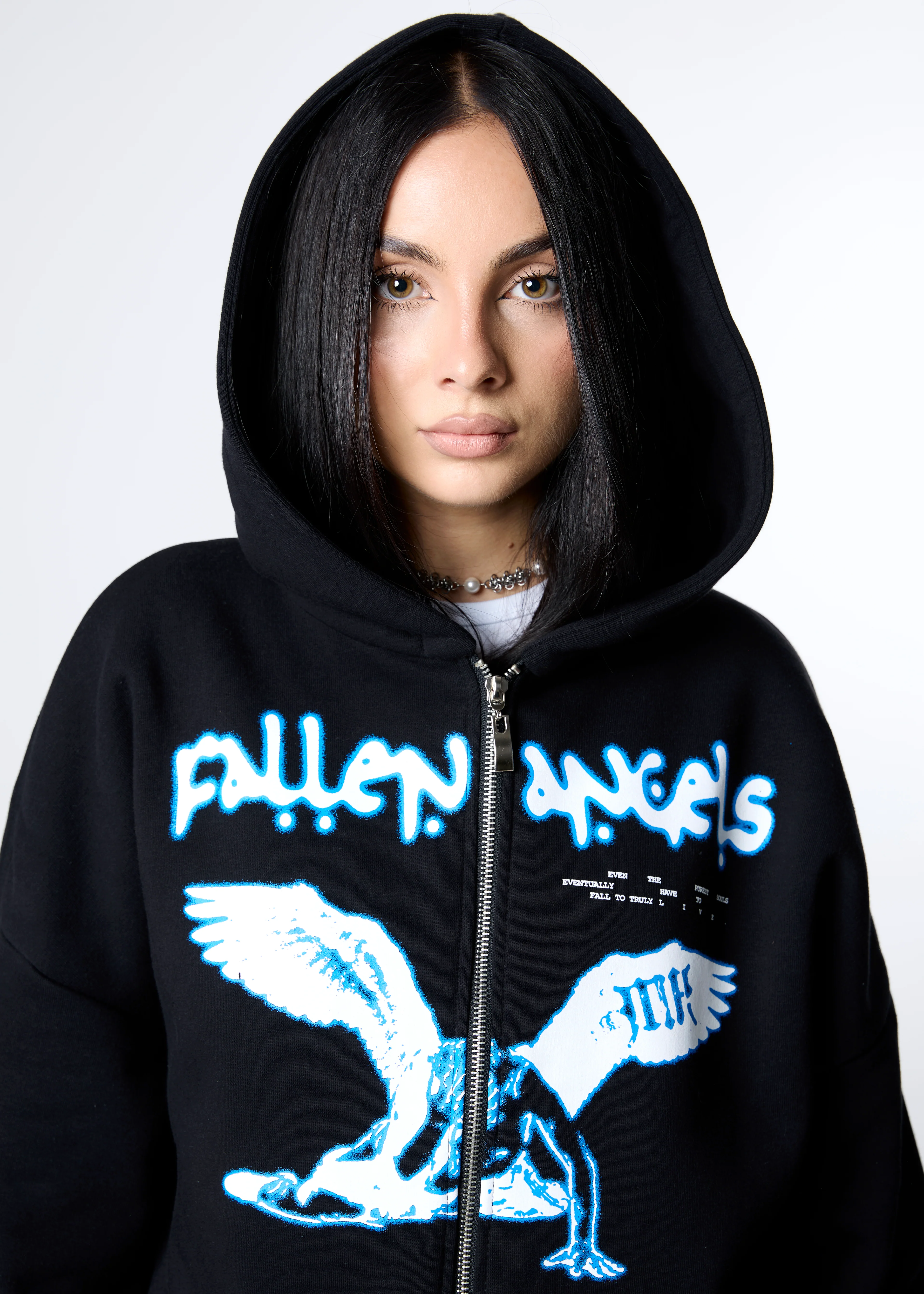 [IN STOCK] Black Fallen Angels Zip Hoodie - Image 3