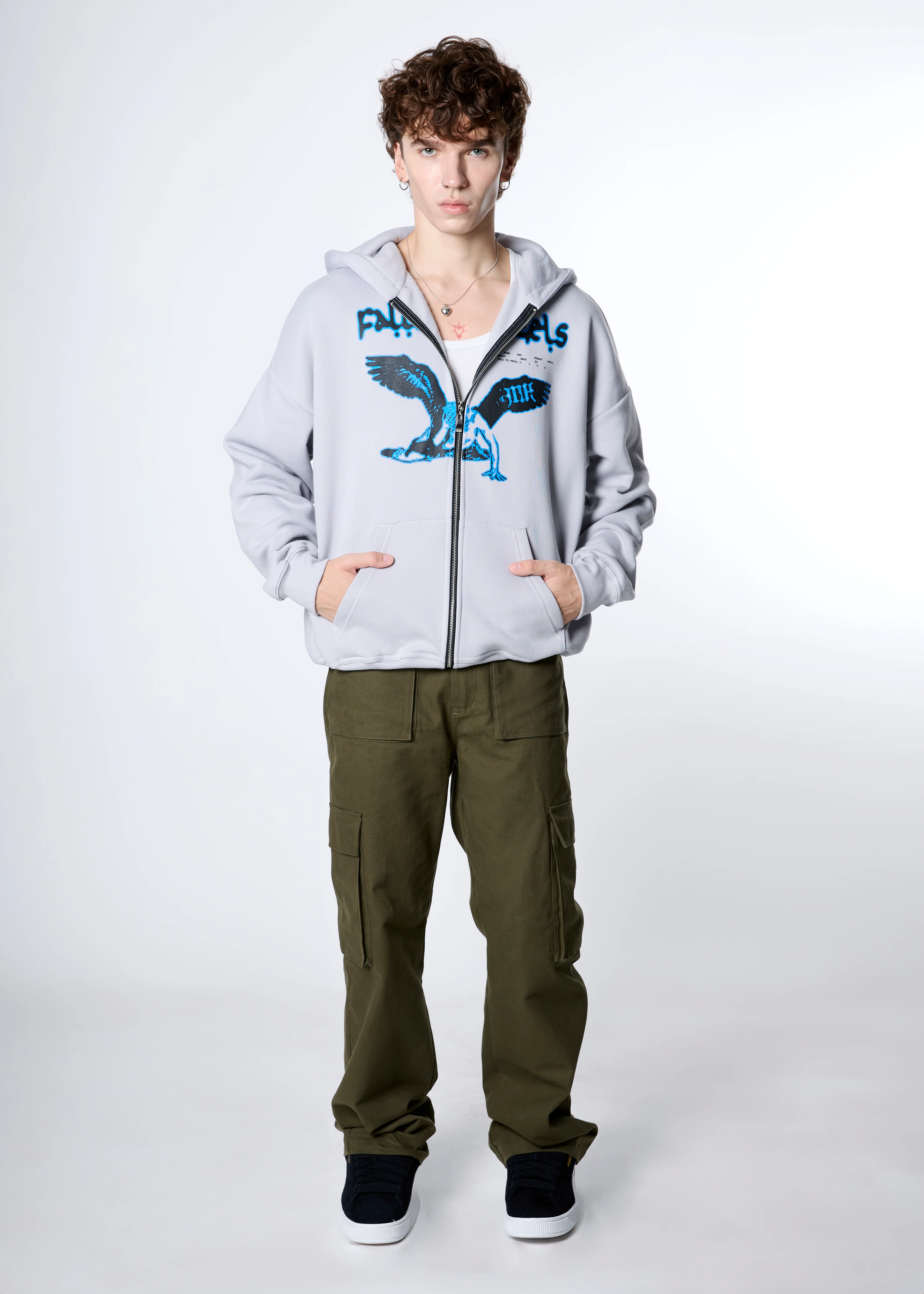 [IN STOCK] Steel Grey Fallen Angels Zip Hoodie - Image 3