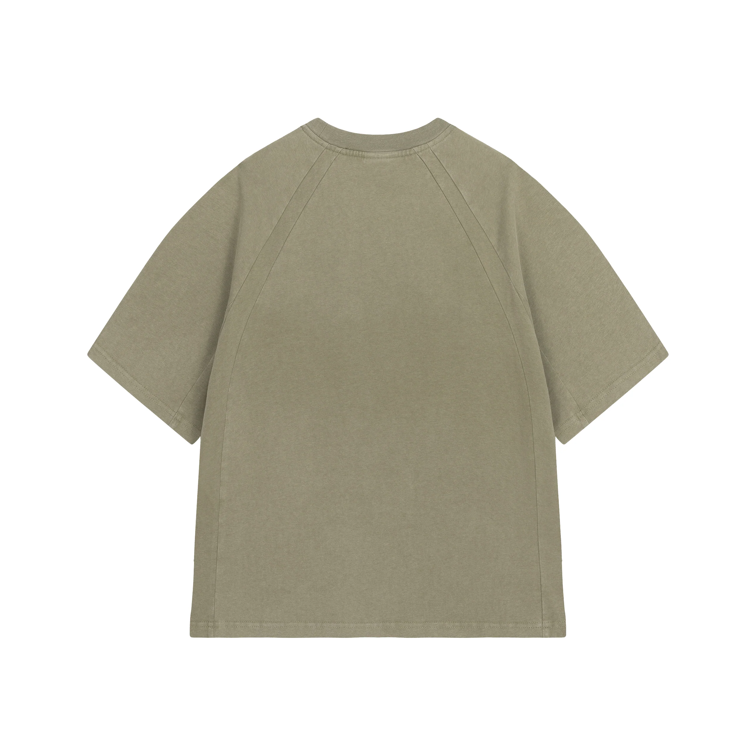 Olive Washed Boxy Reglan Tribal T-shirt - Image 3