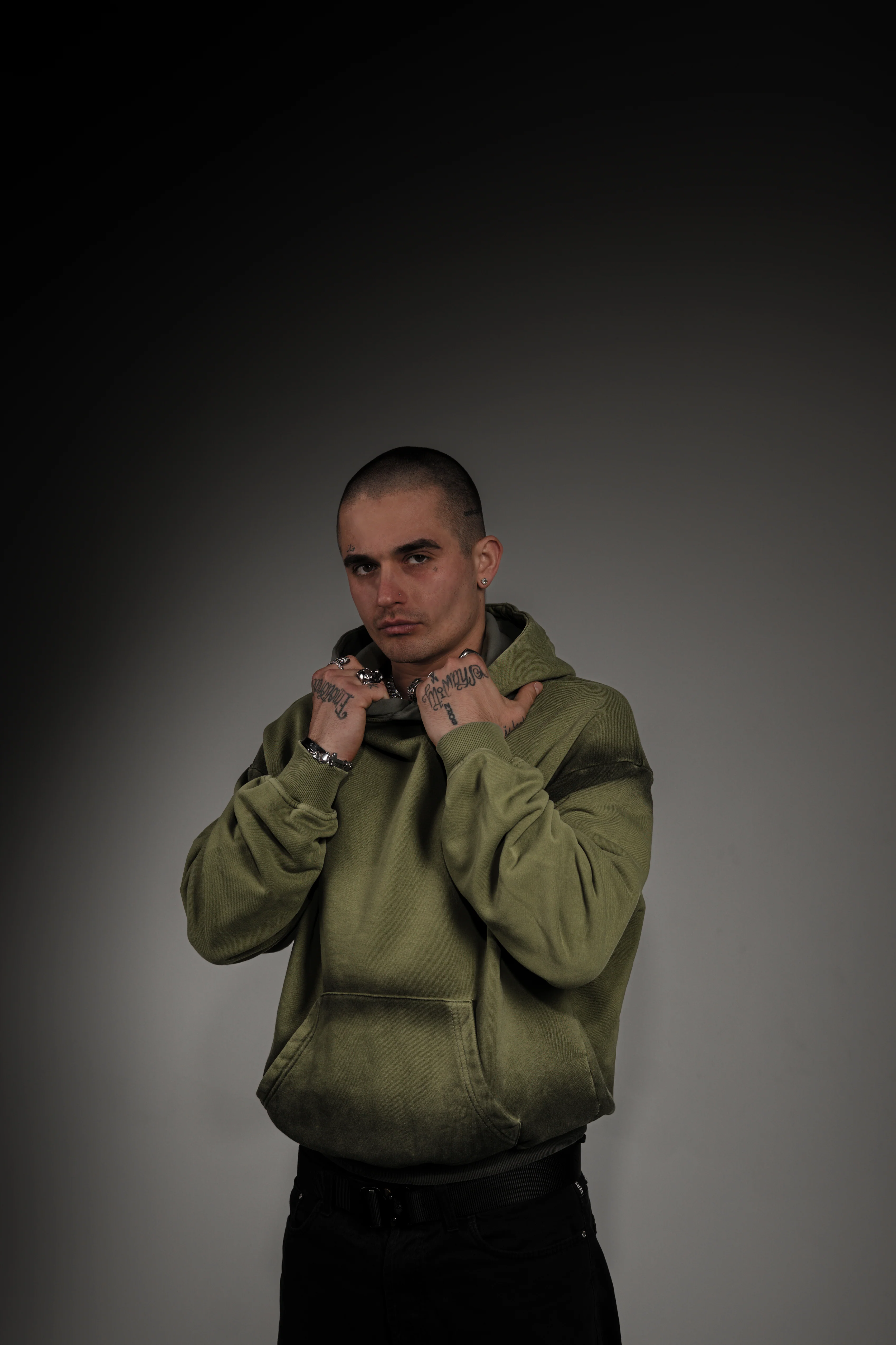 Washed Series Olive Green Hoodie - Image 5